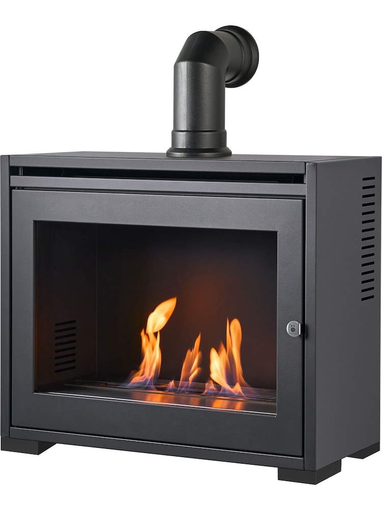 Adam Charcoal Grey S6 Bio Ethanol Stove with Angled Stove Pipe - Image 2 of 6
