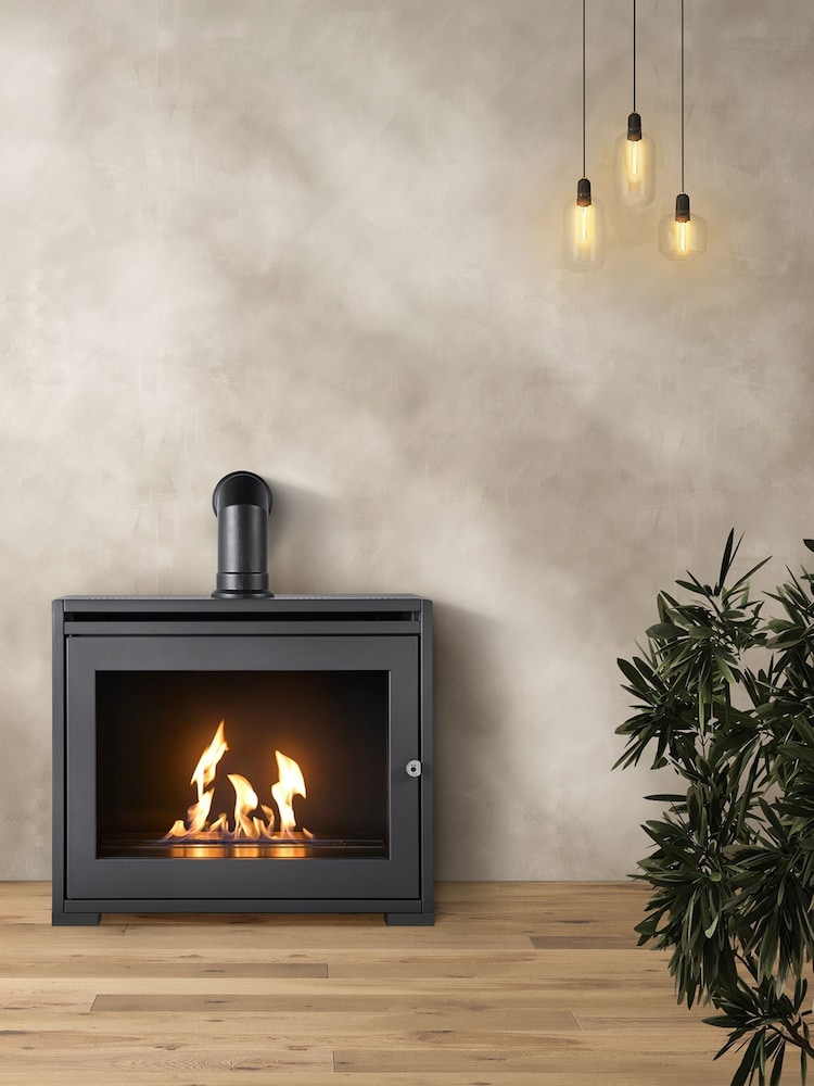 Adam Charcoal Grey S6 Bio Ethanol Stove with Angled Stove Pipe - Image 6 of 6
