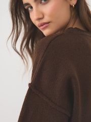 朱古力啡色 - 針織套衫 - 圖片 4，共 7