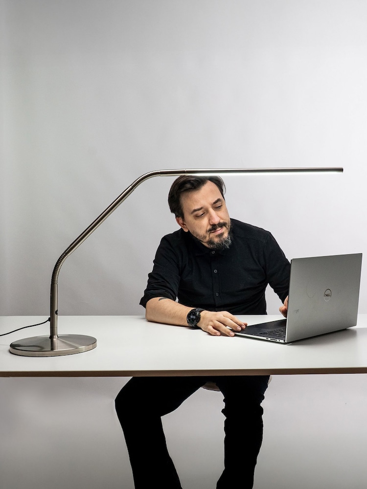 Daylight Company Brushed Steel Slimline Table Base - Image 2 of 4