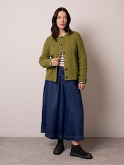 Celtic & Co. Green Wool Cable Cardigan - Image 2 of 9