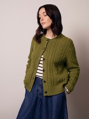 Celtic & Co. Green Wool Cable Cardigan - Image 3 of 9