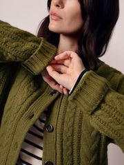 Celtic & Co. Green Wool Cable Cardigan - Image 4 of 9