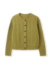 Celtic & Co. Green Wool Cable Cardigan - Image 6 of 9