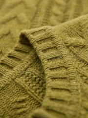 Celtic & Co. Green Wool Cable Cardigan - Image 7 of 9