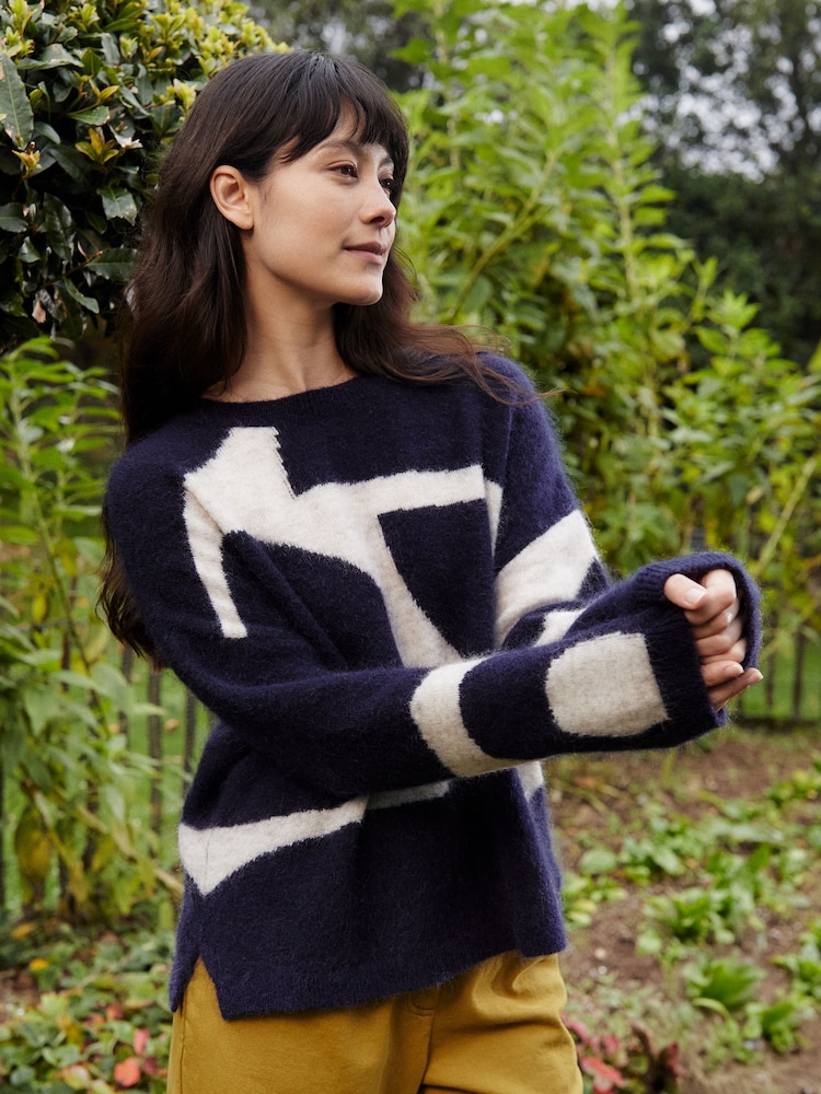 Celtic & Co. Blue Abstract Geo Knitted Jumper - Imaginea 1 din 6