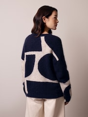 Celtic & Co. Blue Abstract Geo Knitted Jumper - Imaginea 3 din 6