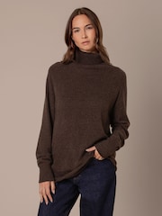 Celtic & Co. Brown Geelong Slouch Roll Neck Jumper - Image 1 of 7