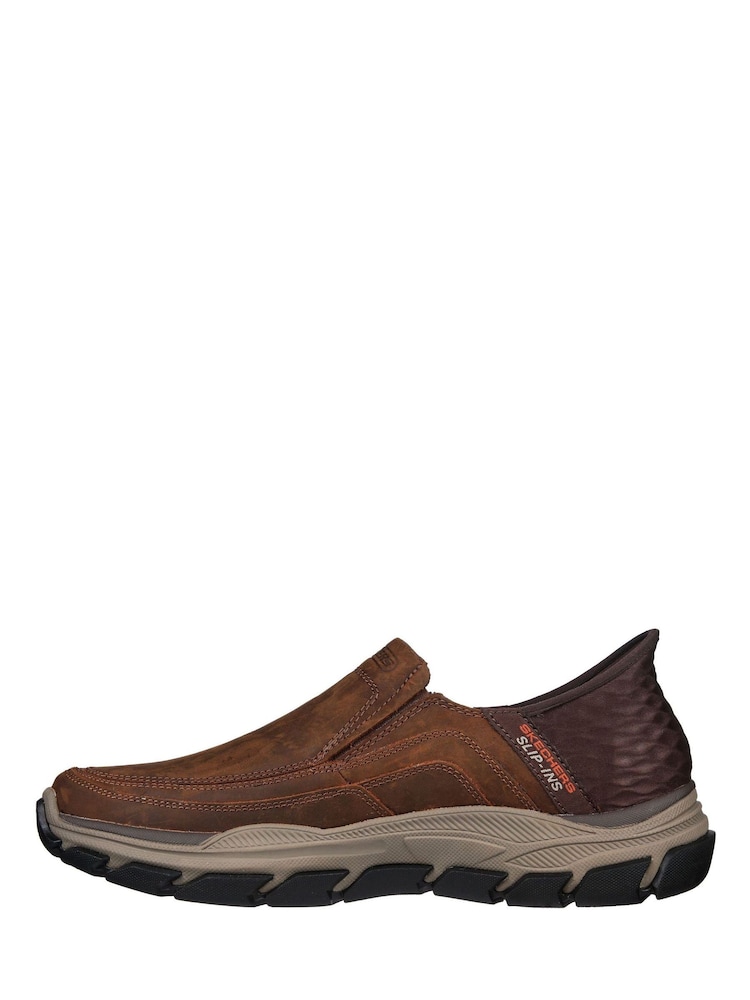Skechers Brown Respected Elgin Leather Slip Shoes - Image 2 of 6
