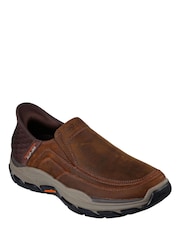 Skechers Brown Respected Elgin Leather Slip Shoes - Image 3 of 6