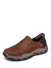 Skechers Brown Respected Elgin Leather Slip Shoes - Image 4 of 6