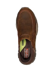 Skechers Brown Respected Elgin Leather Slip Shoes - Image 5 of 6