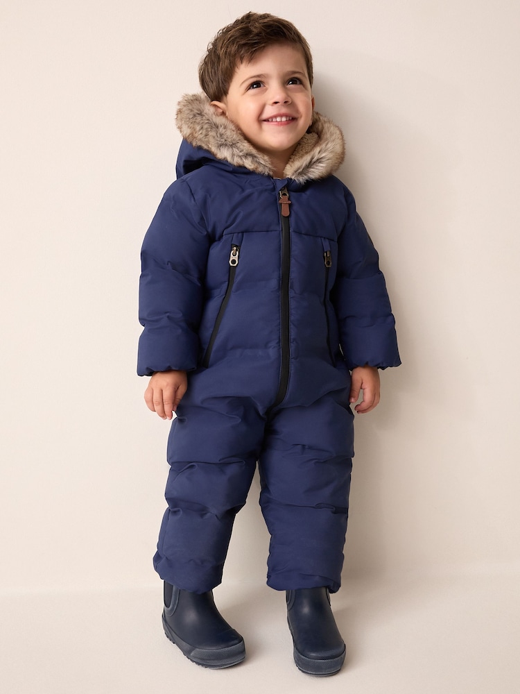 Navy Waterproof Padded Snowsuit (3mths-7yrs) - Image 2 of 4 Navy Waterproof Padded Snowsuit (3mths-7yrs) - Image 2 of 4