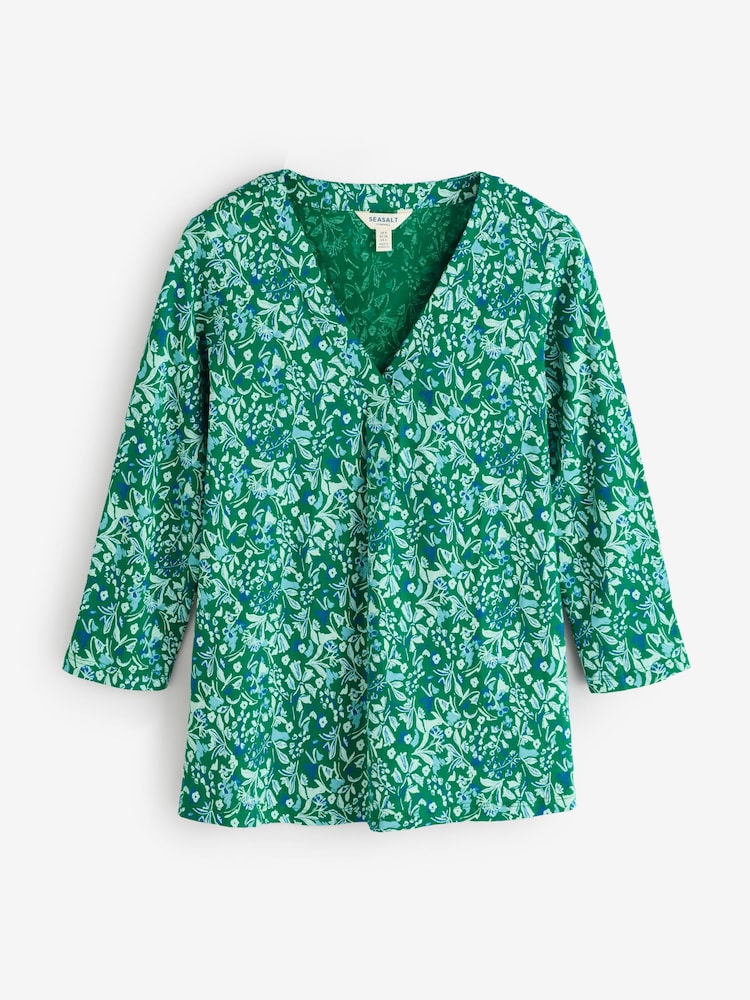 Seasalt Cornwall Green 3/4 Barnoon Top - Image 1 of 1