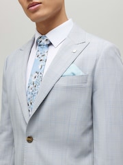 River Island Blue Slim Fit Check Suit Jacket - Image 4 of 4