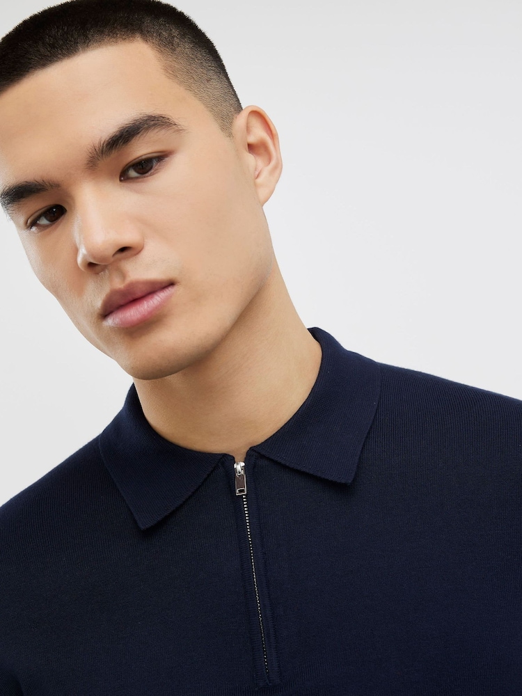 River Island Blue Slim Fit Essential Polo Shirt - Image 4 of 4