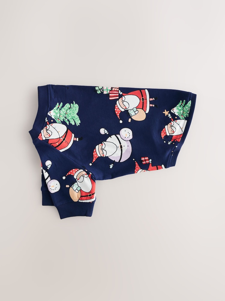 Navy Santa Matching Family Christmas Pet Pyjamas - Image 1 of 3