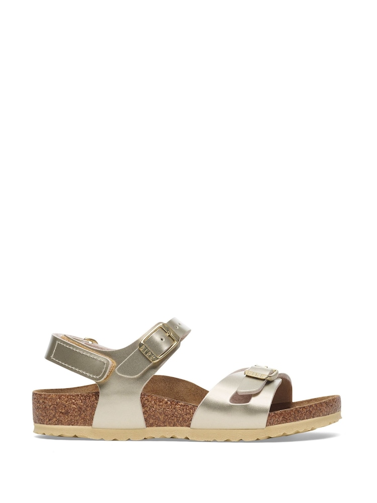 Birkenstock Gold Rio Metallic Electric Gold Kids Sandals - Image 1 of 3