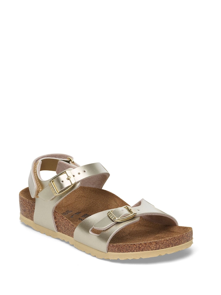 Birkenstock Gold Rio Metallic Electric Gold Kids Sandals - Image 2 of 3