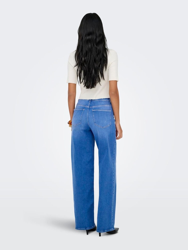 ONLY Blue High Waist Wide Leg With Super Stretch Jeans - Image 2 of 6 ONLY Blue High Waist Wide Leg With Super Stretch Jeans - Image 2 of 6