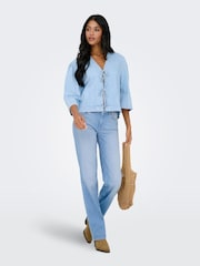 ONLY Blue Mid Waist Straight Leg With Super Stretch Jeans - Image 1 of 5