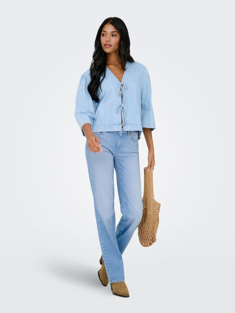 ONLY Blue Mid Waist Straight Leg With Super Stretch Jeans - Image 1 of 5 ONLY Blue Mid Waist Straight Leg With Super Stretch Jeans - Image 1 of 5
