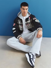 River Island Black Motorocross Faux Leather Varsity Bomber Jacket - Image 2 of 4