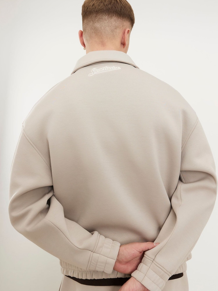 River Island Natural Regular Fit Scuba Harrington Jacket - Image 4 of 4