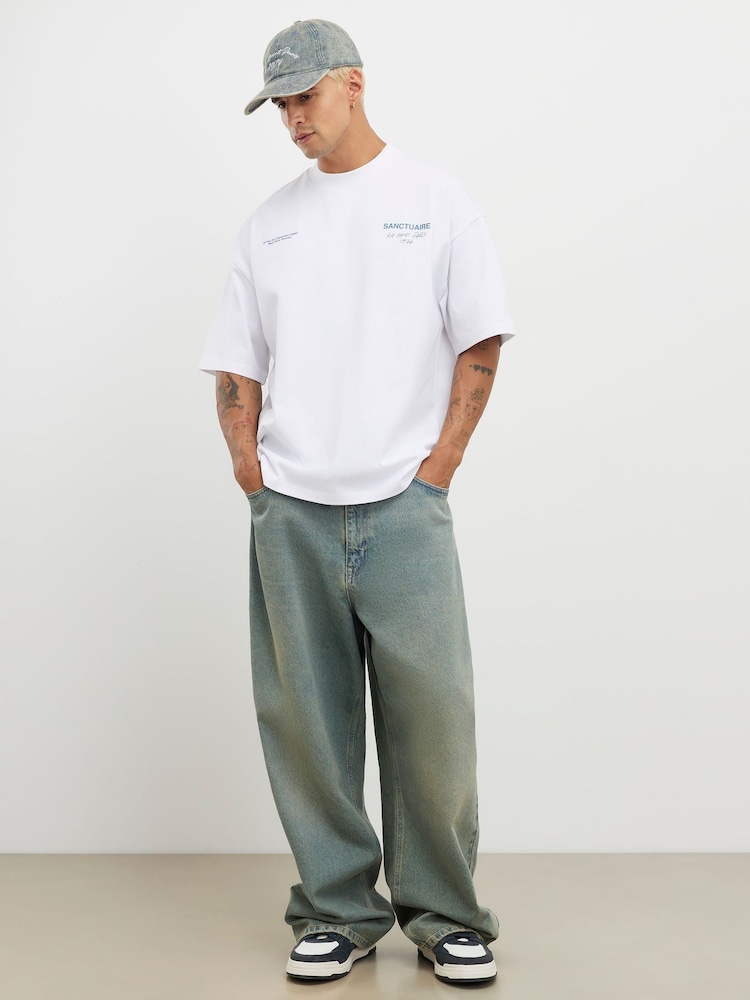 River Island White Oversized Fit Sanctuaire T-Shirt - Image 2 of 4