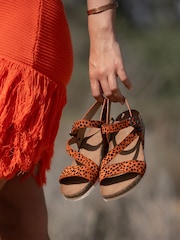 Lunar Orange Muster Wedge Sandals - Image 1 of 7