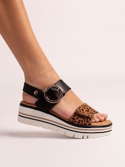 Lunar White Leopard Print Ronda Sandals - Image 1 of 7