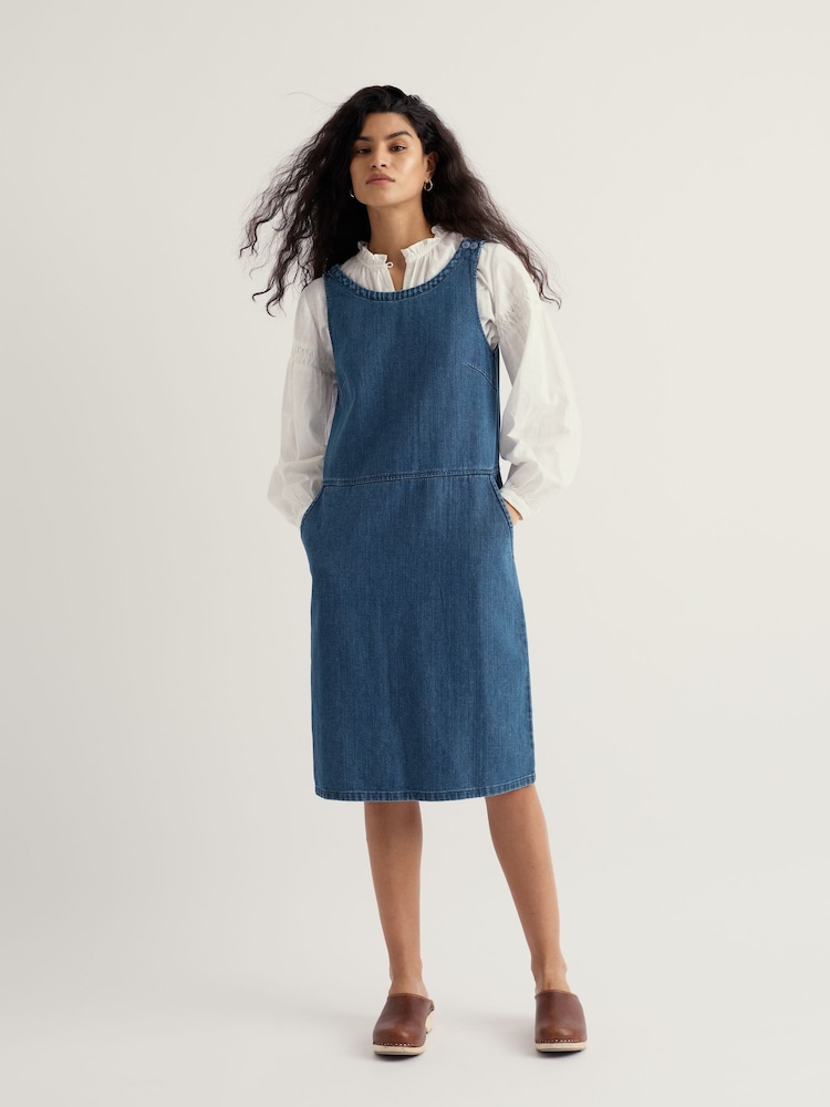 Seasalt Cornwall Blue Petite Salt Weave Pinafore - Image 1 of 5 Seasalt Cornwall Blue Petite Salt Weave Pinafore - Image 1 of 5