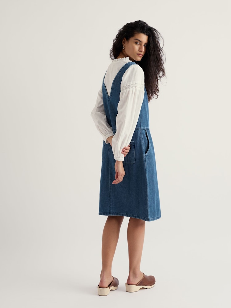 Seasalt Cornwall Blue Petite Salt Weave Pinafore - Image 2 of 5 Seasalt Cornwall Blue Petite Salt Weave Pinafore - Image 2 of 5