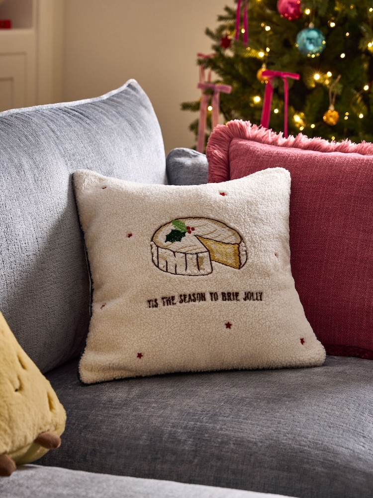 Natural Christmas Cheese 43 X 43cm Cushion - Image 1 of 5 Natural Christmas Cheese 43 X 43cm Cushion - Image 1 of 5