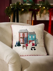 Cojín bordado con escena de Papá Noel de 43 x 43cm - Imagen 1 de 4