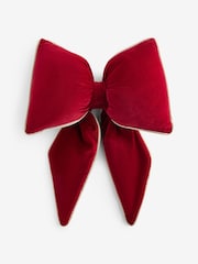Red 3D Cotton Velvet Bow Cushion - Image 3 of 4