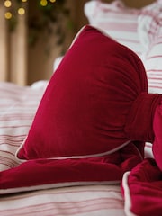 Red 3D Cotton Velvet Bow Cushion - Image 4 of 4