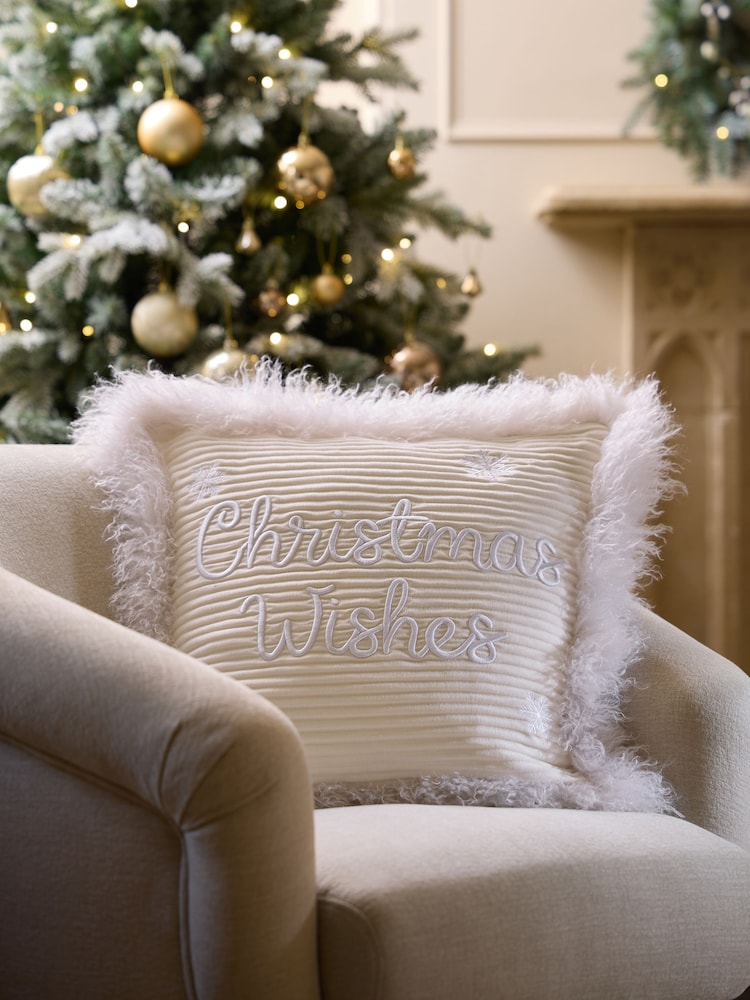 50 X 50cm Christmas Wishes Fur Trim Cushion - Bild 1 von 4 50 X 50cm Christmas Wishes Fur Trim Cushion - Bild 1 von 4
