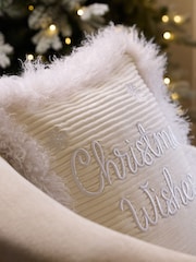 50 X 50cm Christmas Wishes Fur Trim Cushion - Bild 2 von 4
