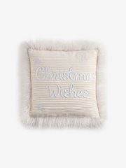 50 X 50cm Christmas Wishes Fur Trim Cushion - Bild 3 von 4