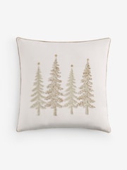 Natural Embellished Christmas Tree Cushion - Image 3 of 4