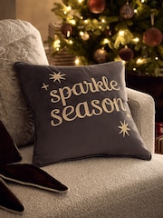 Brown Christmas Sparkle Season Slogan Cushion - Image 1 of 4