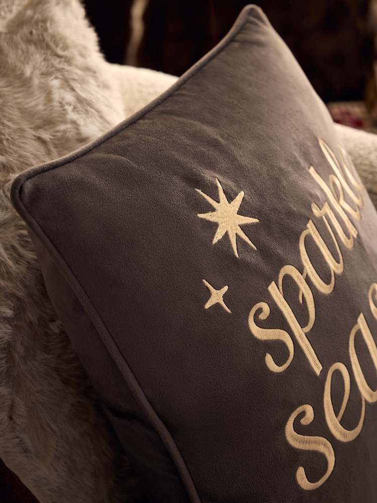 Brown Christmas Sparkle Season Slogan Cushion - Image 4 of 4