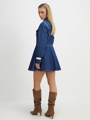 River Island Blue Petite Denim Button Through Mini Dress - Image 4 of 4