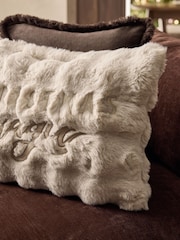 Natural Faux Fur Christmas Magic Slogan Cushion - Image 2 of 2