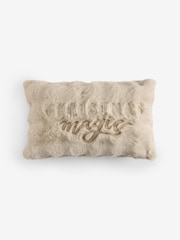 وسادة فرو صناعي بشعار Christmas Magic - صورة 3 من 4