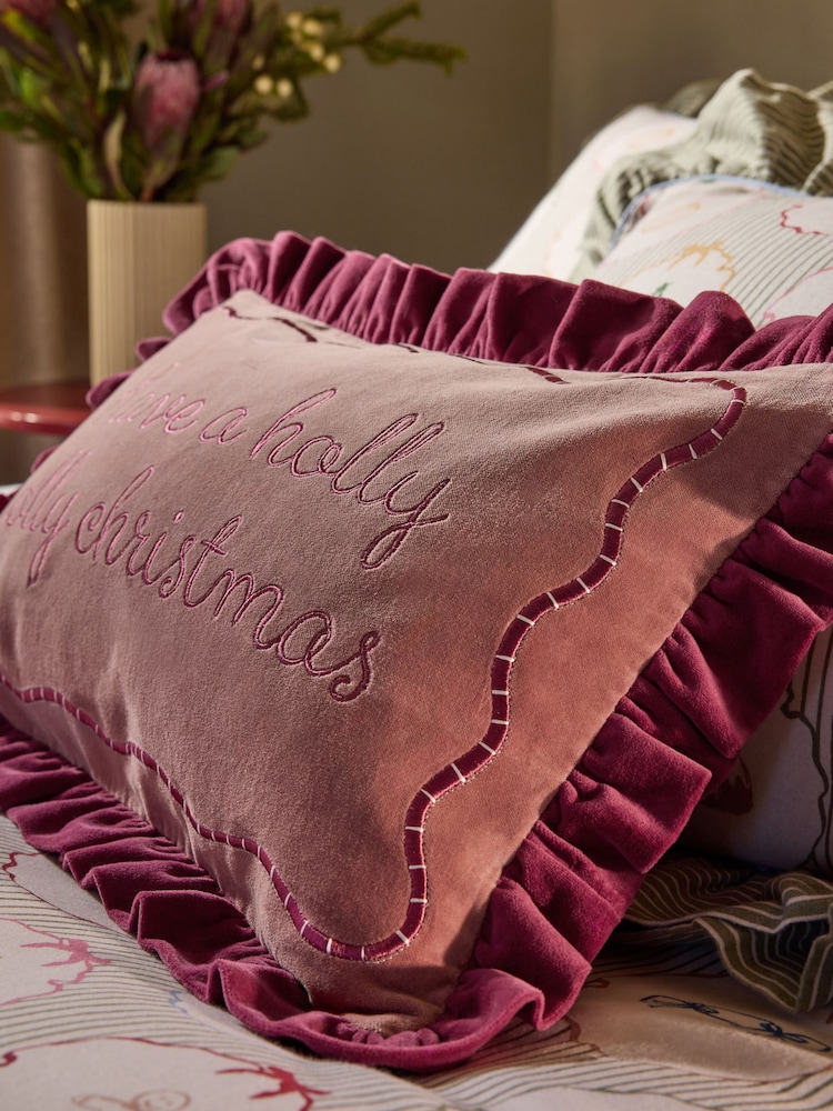 30 X 50cm Holly Jolly Christmas Slogan Ruffle Cushion - Kuva 2 / 4 30 X 50cm Holly Jolly Christmas Slogan Ruffle Cushion - Kuva 2 / 4