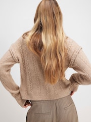 River Island Brown Short Sleeve Cable Knit Pocket Front Cardigan - Image 2 of 4