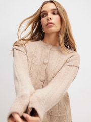 River Island Brown Short Sleeve Cable Knit Pocket Front Cardigan - Image 3 of 4