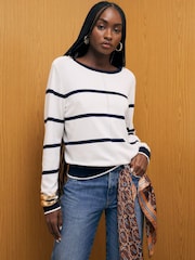 River Island Blue Long Sleeve Stripe Knitted Top - Image 1 of 4